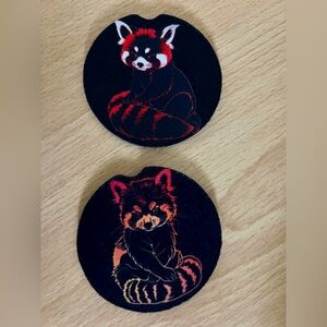 Cute Red Panda Kawaii Car Coasters Pair